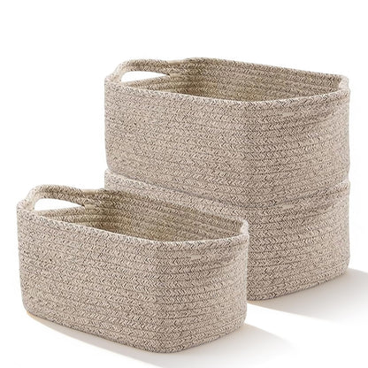 YMTWSRY 3 Pack Cotton Rope Basket, 32.5 x 22.5 x 14 cm Storage Baskets for Shelves Decorative Woven Basket Shelf Baskets for Gifts Towels Books
