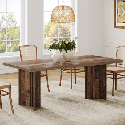Tribesigns Farmhouse Dining Table for 4 to 6 People, 63-inch Rectangle Wooden Kitchen Table with Large Tabletop and Heavy Duty Legs for Dining