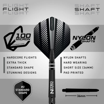 RED DRAGON Razor Edge Extreme 22 Gram Professional Tungsten Darts Set with Flights and Stems