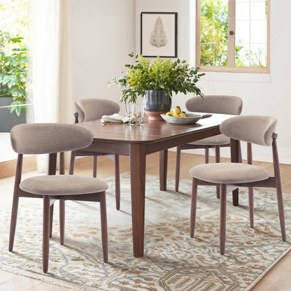 COLAMY Modern Dining Chairs Set with Wooden Legs – Upholstered Fabric Dining Room Chairs with Curved Backrest, Soft Cushion Seat