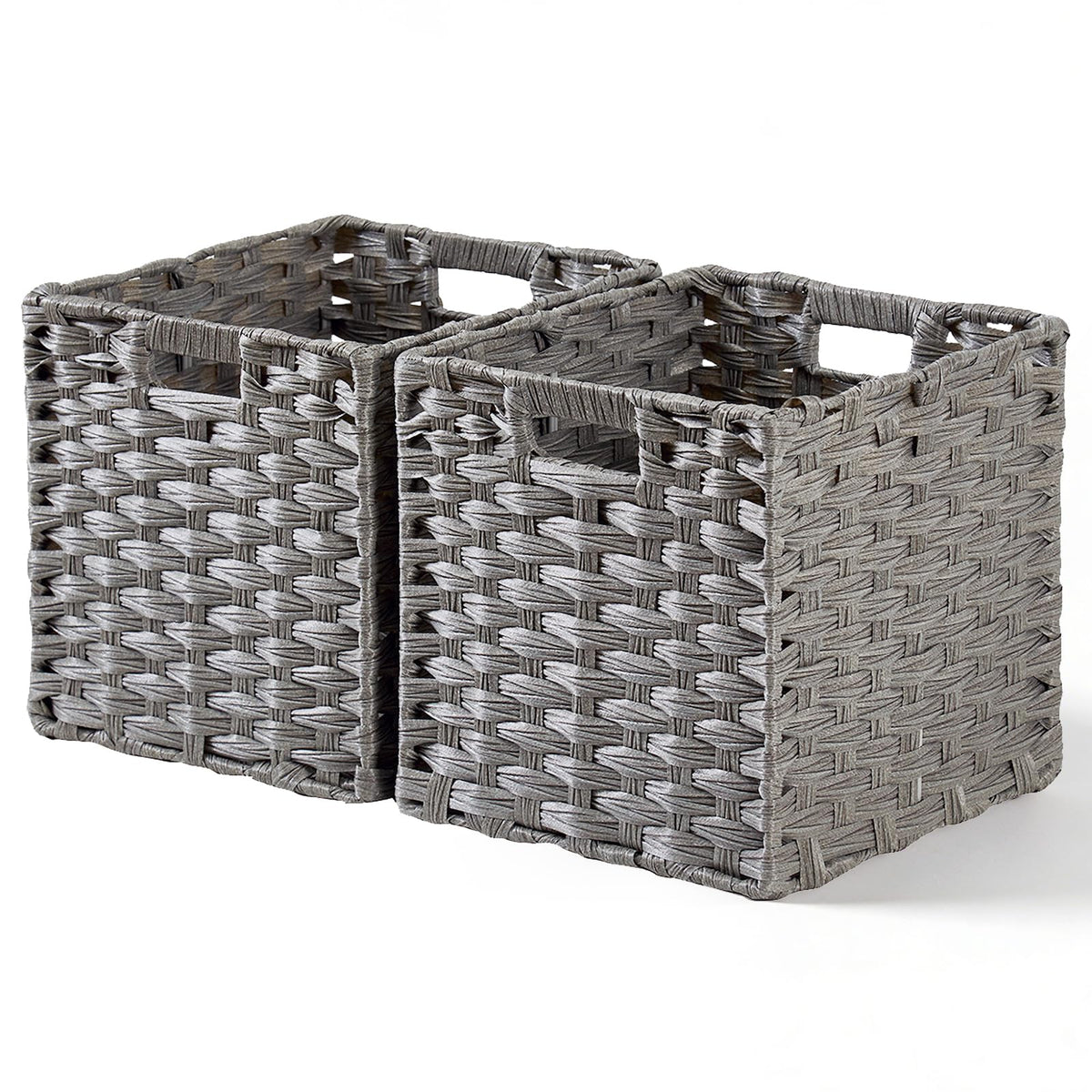 Mangata 25 cm Storage Cube Boxes for 27 cm Closet, Rattan Effect Storage Baskets, Wicker Woven Polyrattan Material Closet Organizer, 25x25x25 cm