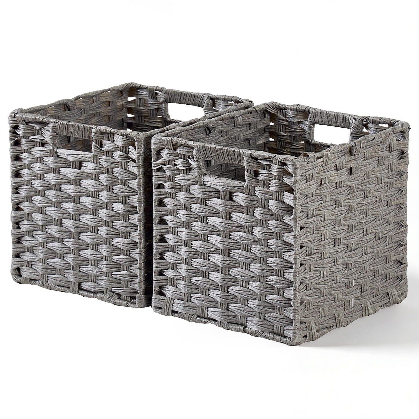 Mangata 28 cm Storage Cube Boxes for 30 cm Closet, Rattan Effect Storage Baskets, Wicker Woven Polyrattan Material Closet Organizer, 28x28x28 cm