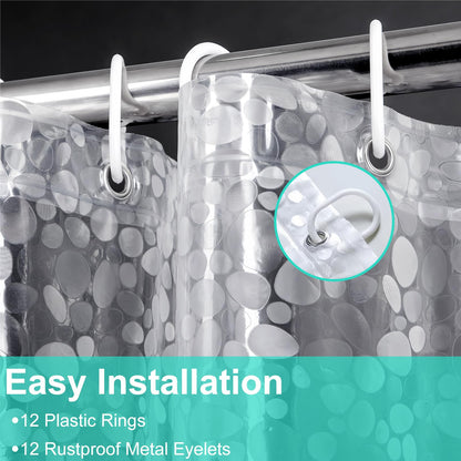 HAGOT Shower Curtain, Water and Mould Resistant Bathroom Curtain, EVA Fabric, Bath Curtain with Hooks, 180 x 200 cm
