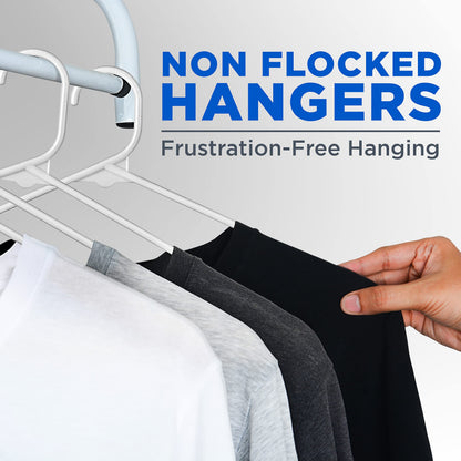 SereneLife, Plastic Coat Hangers, White Plastic Hangers, Plastic Hangers 100 Pack, Heavy Duty Clothes Hangers, Non-slip plastic Hangers for Clothes