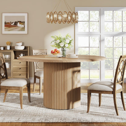 Tribesigns 47" Round Dining Table for 4, Farmhouse Kitchen Table with Metal Base, Modern Small Dinner Table for Dining Room,Kitchen