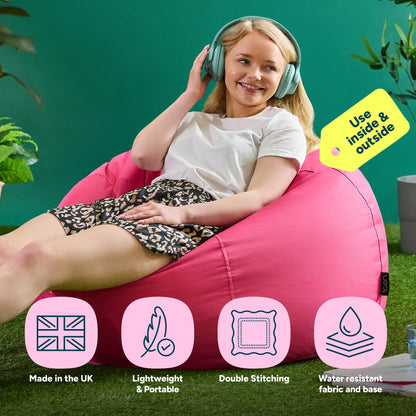 Bean Bag Bazaar Kingston Outdoor Bean Bag & Footstool with Filling, Pink