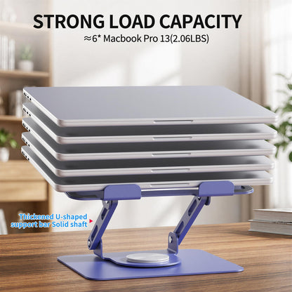 SOUNDANCE Laptop Stand with 360° Rotating Base, Ergonomic Computer Riser for Desk, Adjutable Height Muti-Angle, Foldable Laptop Mount