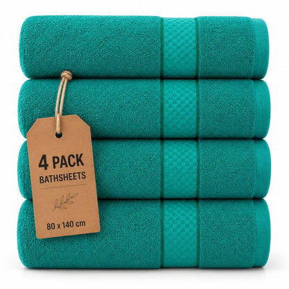 Casabella Luxury Pack Of 4 Bath Sheet 100% Egyptian Cotton Super Soft towel_Jade Green (4 Bath Sheet, Jade Green)