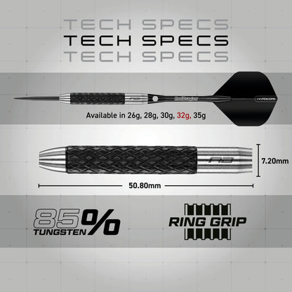 RED DRAGON Rat 1: 32g Tungsten Darts Set with Flights and Stems