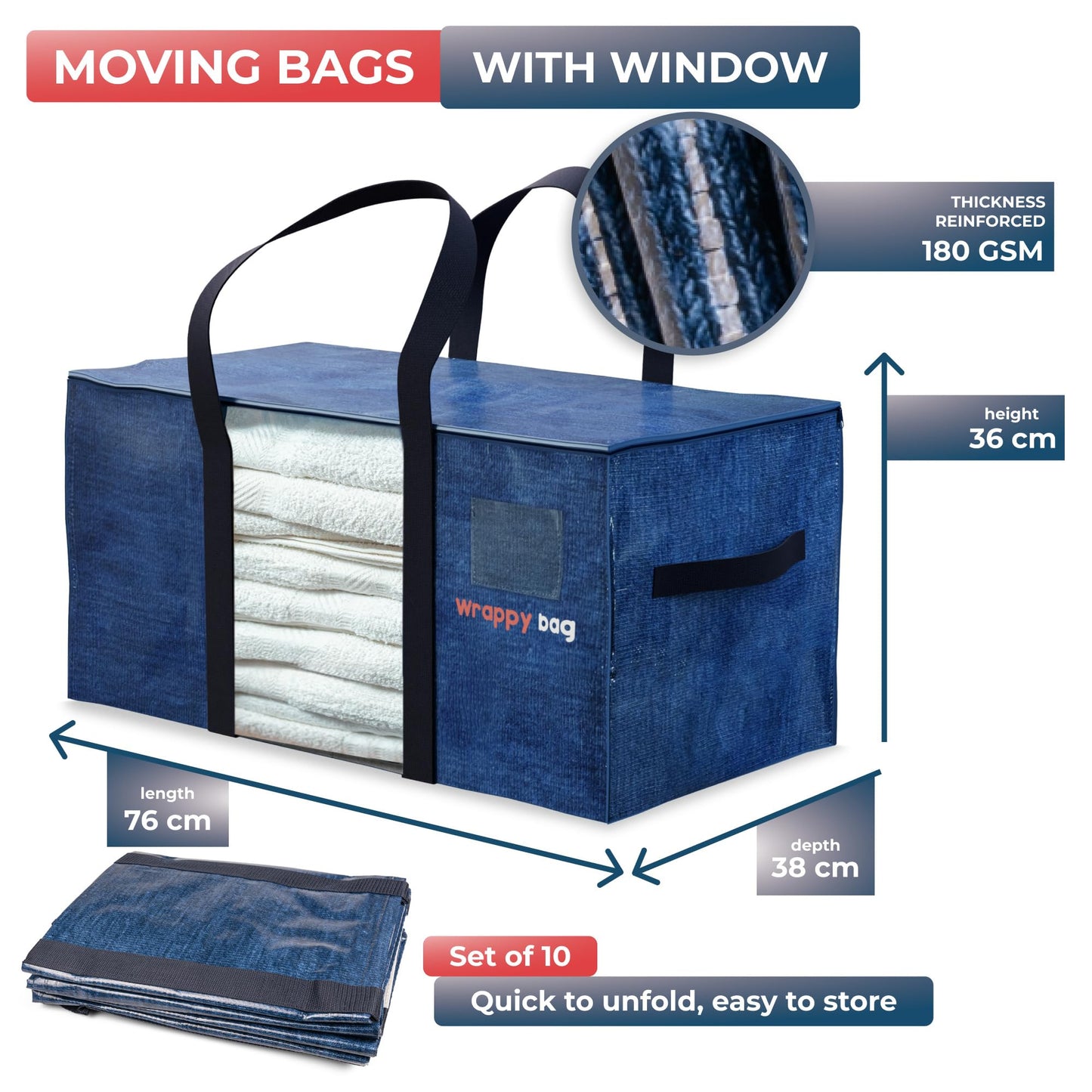 Wrappybag moving bags extra large strong - Packing bags for Moving House