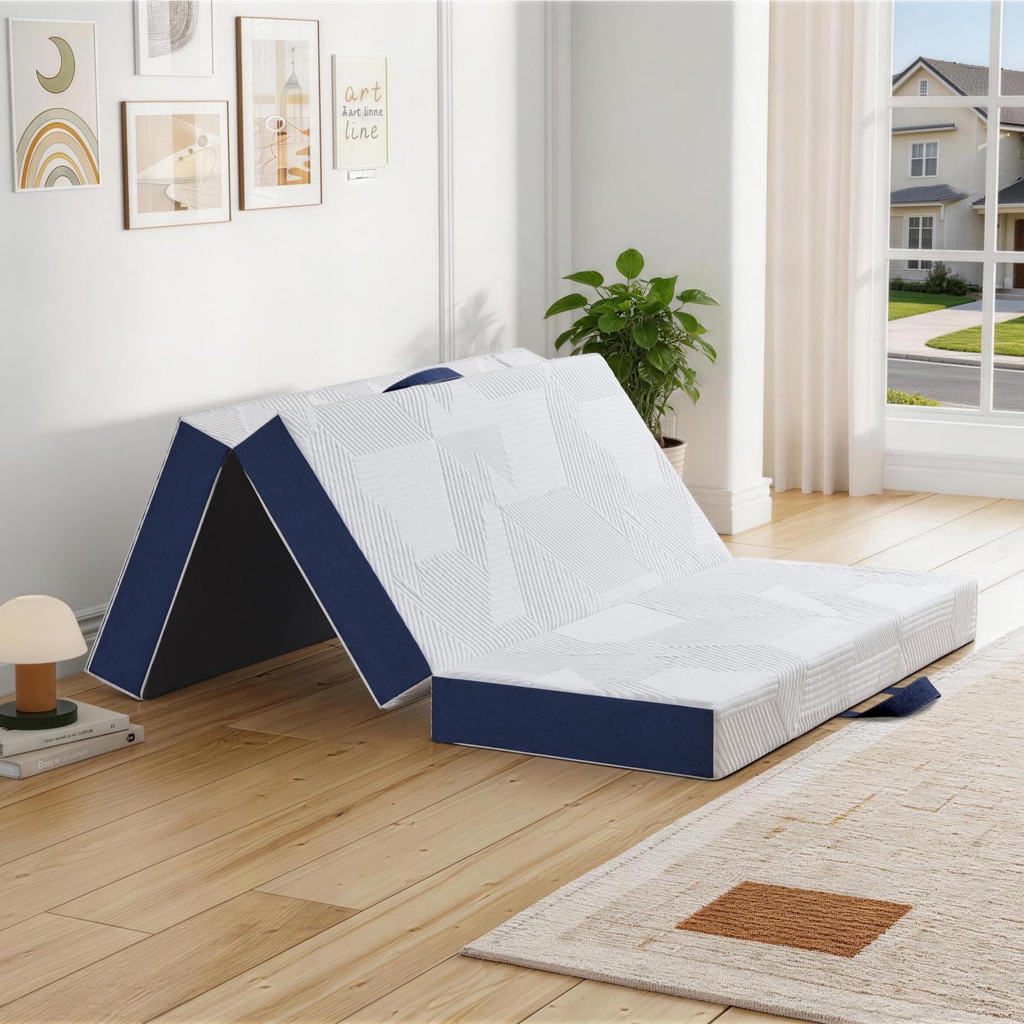 Hiimgo Folding Mattress,King Memory Foam Trifold Mattress,150x200x15cm