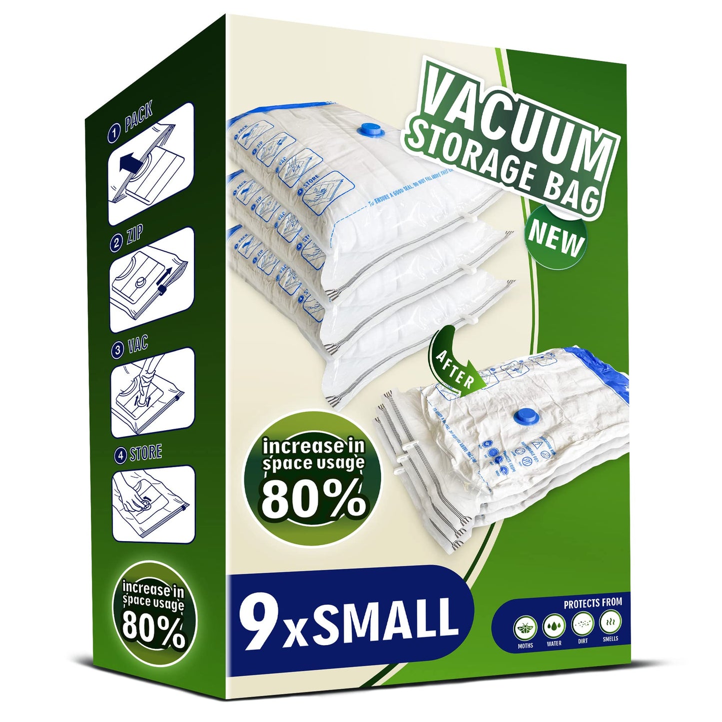 STORAGE MASTER Space Saver Bags for Travel and Home Reusable Vacuum Storage Bags Save 80% More Storage Space Work with Vacuum Cleaner