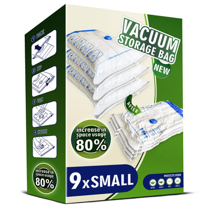 STORAGE MASTER Space Saver Bags for Travel and Home Reusable Vacuum Storage Bags Save 80% More Storage Space Work with Vacuum Cleaner