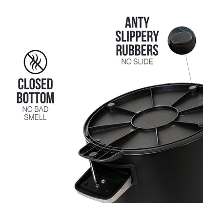 Kazai. 5L Designer Bathroom Bin | Superior Bamboo | Soft Closing | Anti-Finger | Black