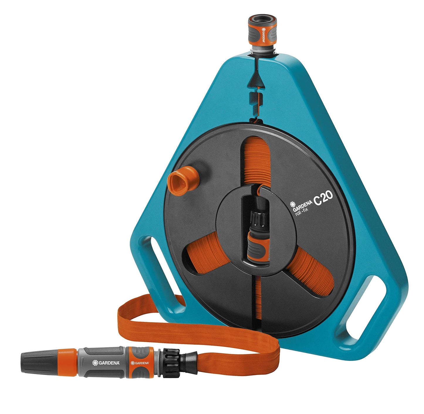 Gardena Classic roll-fix flat hose 15 with cassette: Space-saving hose cassette with water hose (? 12 mm in cassette), automatic safety, including