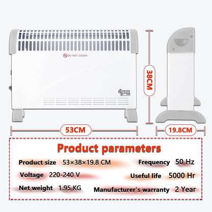 DONYER POWER Convector Radiator Heater 2000W Room Heating with Adjustable Thermostat and 24-HR-Timer Oil-Free