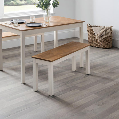 Julian Bowen Coxmoor Dining Bench for 2, Solid Oak, Ivory - H45 x W101cm