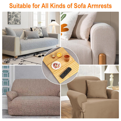 YOZAIUUI Foldable Sofa Arm Tray - Anti Slip Wooden Backing