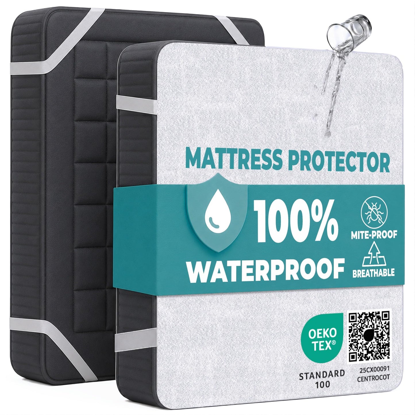 Single Waterproof Mattress Protector 90x190 cm Premium Cotton Terry Bed Cover with Elastic Straps Sheet Soft and Breathable Top Mattress Protector