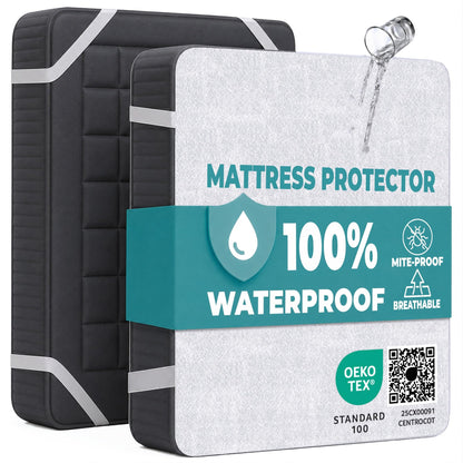 Single Waterproof Mattress Protector 90x190 cm Premium Cotton Terry Bed Cover with Elastic Straps Sheet Soft and Breathable Top Mattress Protector