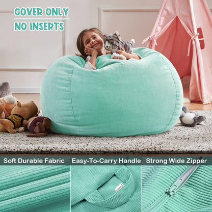 Nobildonna Bean Bag Chair Cover (No Filler) for Kids Beanbag Stuffed Animal Storage Without Filling Plush Toys Holder and Organizer Soft Premium