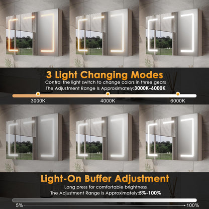 ELEGANT LED Bathroom Mirror Cabinet with Shaver Socket, Beige, 900x600mm