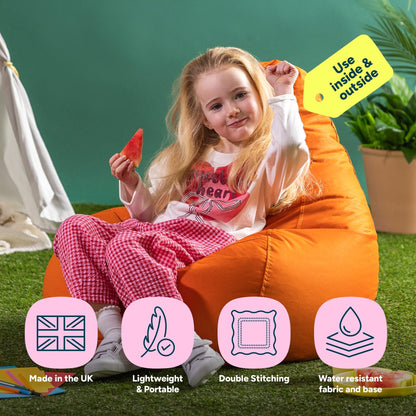 Bean Bag Bazaar Outdoor Kids Bean Bag with Filling, 2 Pack, Orange