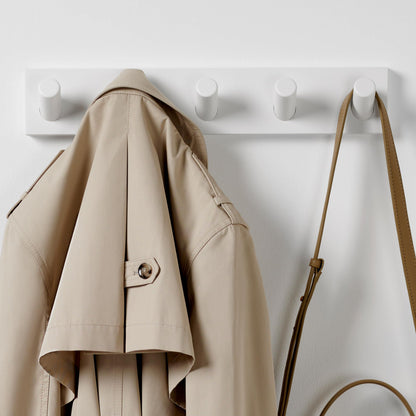 LARHN White Wall-Mounted Coat Rack - 5 Coat Hooks, 42cm