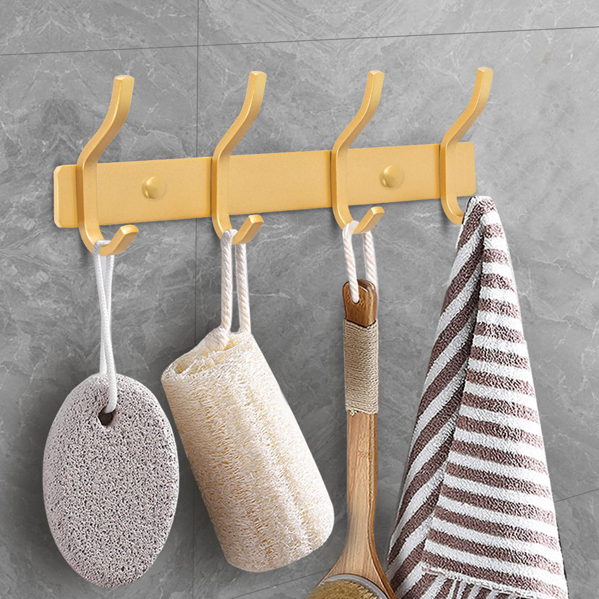 MEIJO Coat Hooks Wall Mounted, Coat Rack Wall Mounted Stainless Steel with 4 Hooks Heavy Duty Coat Hooks for Door, Bedroom, Bathroom, Kitchen