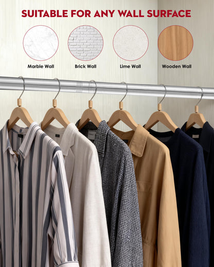 Extendable Wardrobe Rod, Silver Stainless Steel Retractable Wardrobe Rail, 74-103cm Adjustable Clothes Rail for Wardrobe and Balcony (25MM)