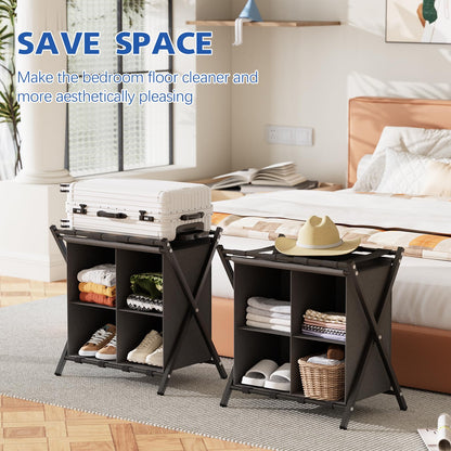Garden 4 you Luggage Rack,Suitcase Stand for Bedroom,Set of 2, Foldable Suitcase Stand,Portable Folding Tier Suit Case Holder Travel Chest Storage