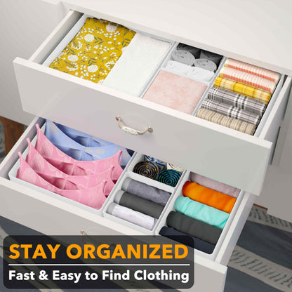 SpaceAid Set of 12 Drawer Organizers for Clothes, Underwear, Socks (White)
