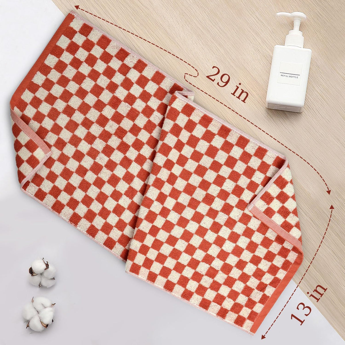 Jacquotha Checkered Hand Towels (13x29 Inches) - Kitchen Hand Towels Pack of 4, Absorbent Cotton Rags for Bathroom Face Gym Pool Swim
