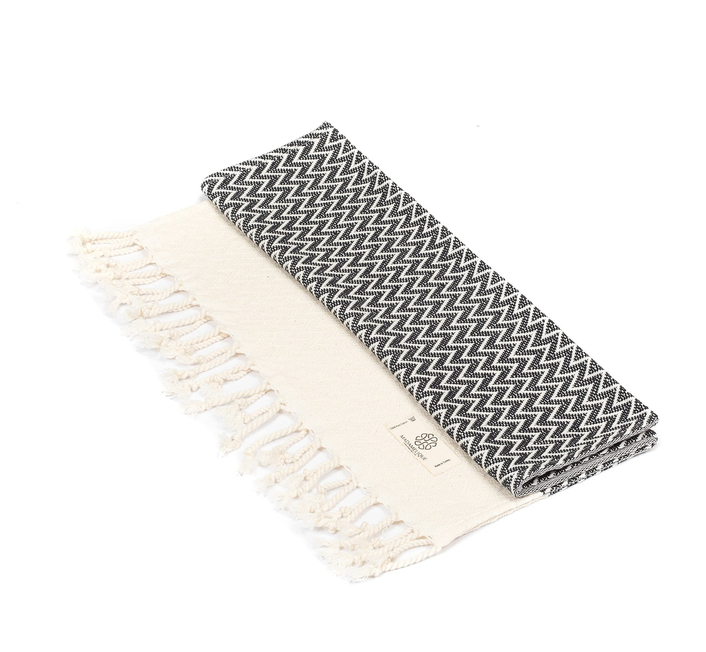 Madamelique Exclusive Hand Towels Set of 2-18 x 40 Inches - Decorative Bathroom Peshtemal Towel for Hand, Face, Hair, Yoga, Tea, Dishcloth