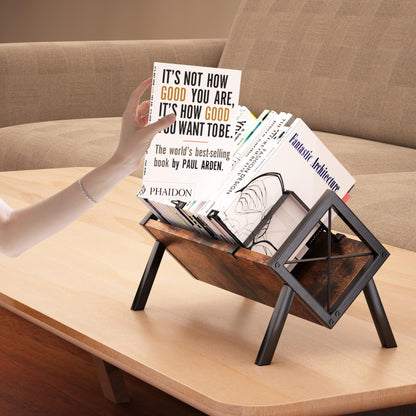 ASIFMTHOT Desk Bookshelf, Retro Tabletop Book Organizer & Mini Tilting Bookcase for Books/Magazines/Albums