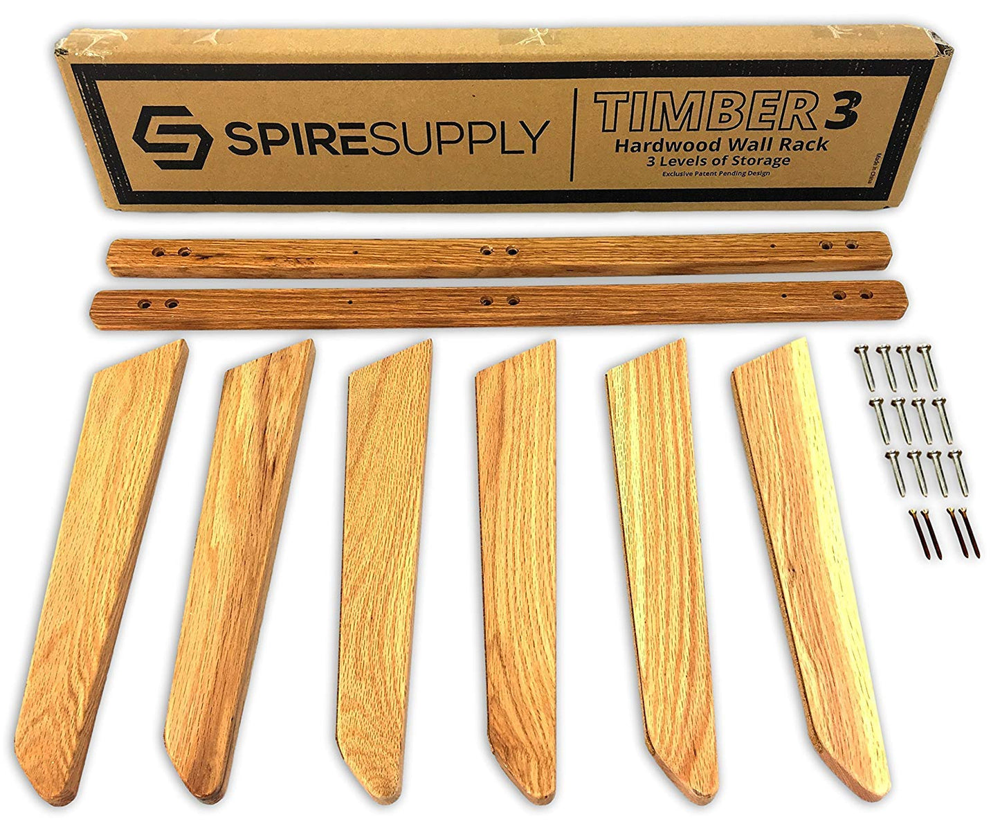 StoreYourBoard Timber Snowboard Wall Rack, Holds 3 Snowboards, Wood Home and Garage Storage Mount System (Natural)