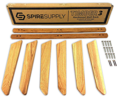 StoreYourBoard Timber Snowboard Wall Rack, Holds 3 Snowboards, Wood Home and Garage Storage Mount System (Natural)