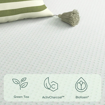Zinus Double Mattress Memory Foam Infused with Green Tea - 4ft6 (135 x 190 cm) - 8'' Height - Medium Firm Orthopaedic Support - OEKO-TEX Certified