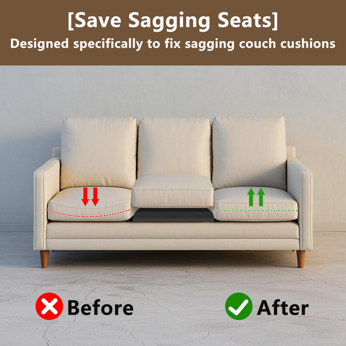 GIONAR 2 Pack 55x55cm Sofa Cushion Support-Repair Foam for Sagging Seat