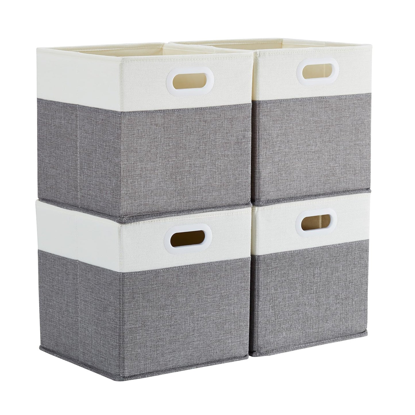 Mangata Cube Storage Boxes 33x33x33 cm, Large Fabric Storage Baskets for Kallax Box, Clothes Bins, Baskets, Chests,Toys (Grey/Cream White, 4Pcs)