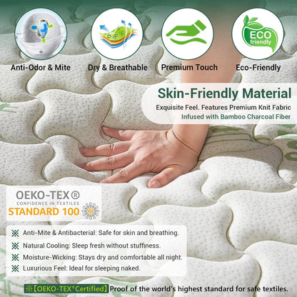 Orthopaedic Small Single Mattress 2FT6 for Back Pain Relief, Luxe Pillow Top Hybrid 7-Zone Pocket Sprung Mattress with Cooling Gel Memory Foam &