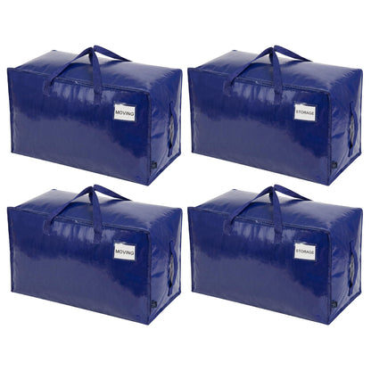 VENO 4 Pack Large Moving Boxes & Storage Bags – Oversized Packing Bags with Zippers & Handles,Heavy-Duty Laundry Bag for Moving House(Blue, 4 Pack)