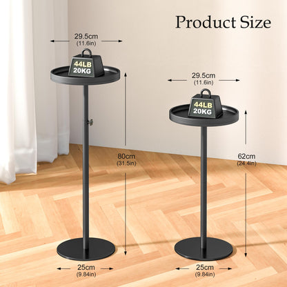 KEENSUNI Round Side Table,Small Round Coffee Table,End Table with Marble Pedestal Side Table for Small Space, Living Room,Bedroom,Sofa Couch (Black)