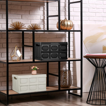 Collapsible Storage Box 55L Folding Storage Bin with MDF Lid Storage Container Shelf Basket Cloth Closet Car Organizer Outdoor Picnic Transport Box