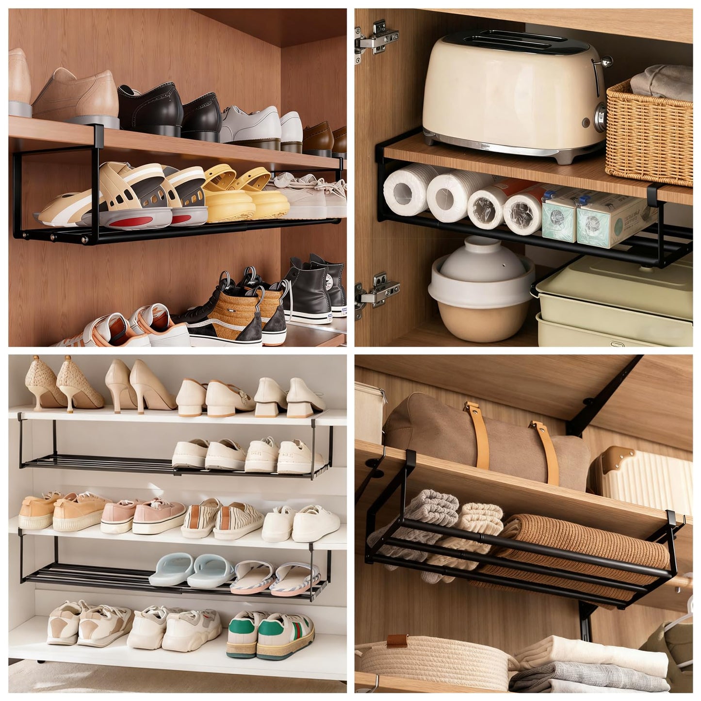 DHSUN Hanging Shoe Rack Storage In The Wardrobe, Length Adjustable 40-70CM, Plug-and-Play