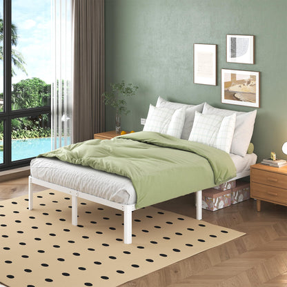 Lutown-Teen White King Size Bed Frame 5ft with Rounded Corner Legs, Heavy Duty Metal King Size Bed, King Size Bed 36 cm High, Noise Free, Easy