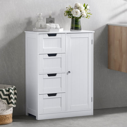 Bath Vida Priano Freestanding 4 Drawer 1 Door Bathroom Floor Cabinet, White