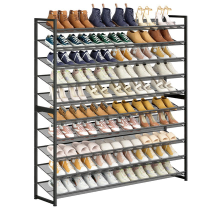 NEYCIL Large Shoe Rack 10 Tier Shoe Organizer, Heavy Duty Metal 5-Tier Stackable Shoe Storage Vertical Shoe Rack for Closet Front Door Entrance
