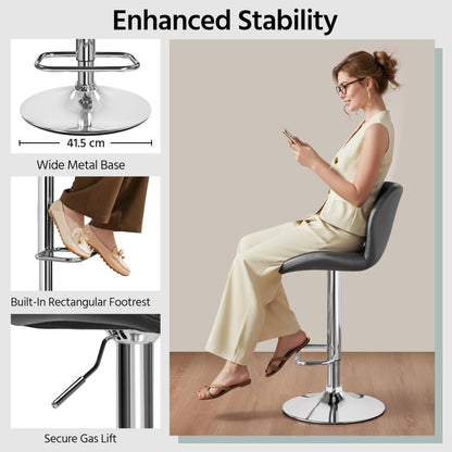 Yaheetech Height Adjustable Swivel Bar Stools with Backrest, Grey