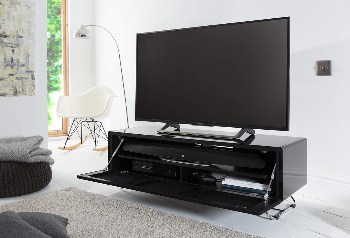 Alphason Chromium Concept TV Cabinet - Black, 120 x 42 x 40cm (WxDxH)